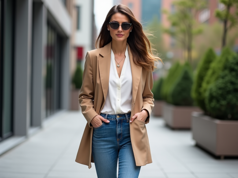 dionisosking.ro | Combină un blazer elegant cu o pereche de jeans pentru un look de zi